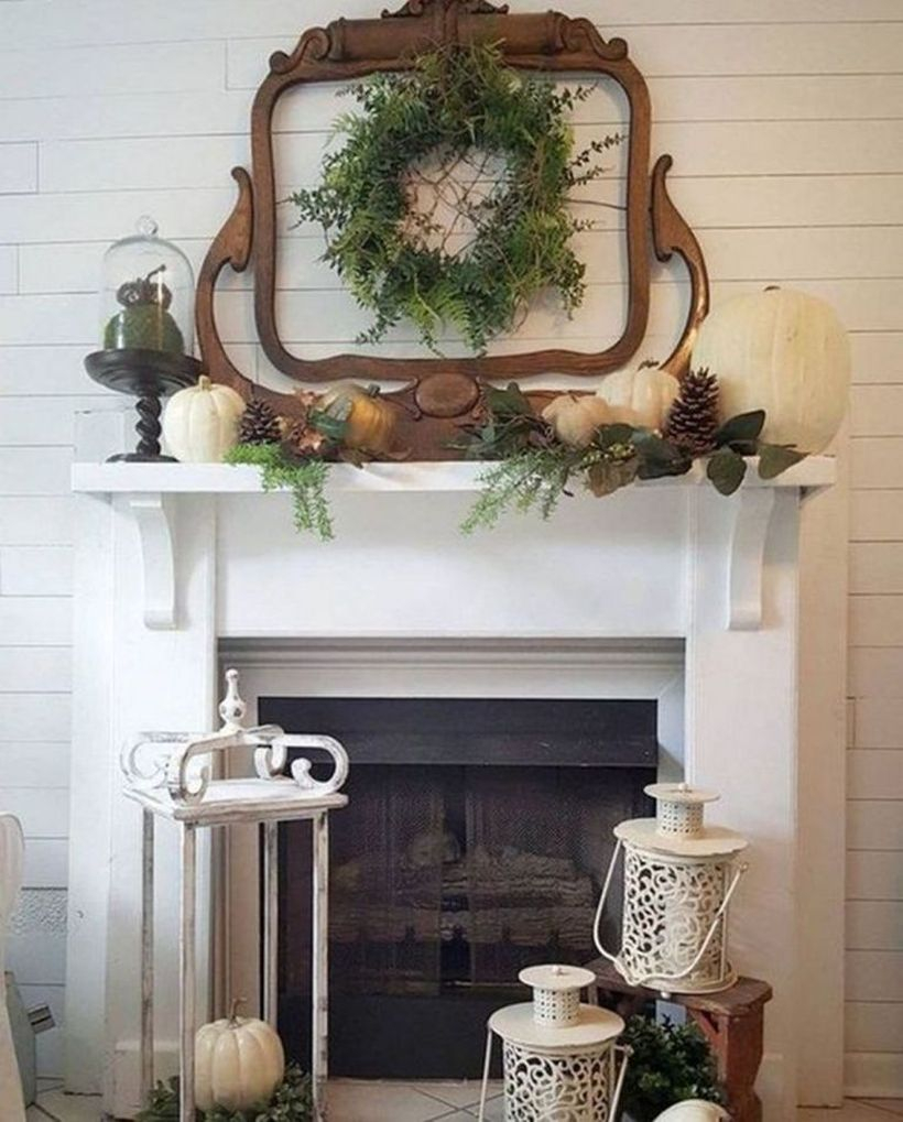 Pumpkin fruit fireplace decoration