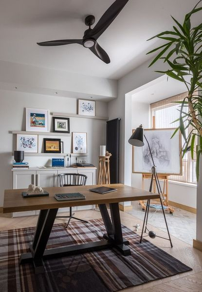 Rectangular wooden table for home office