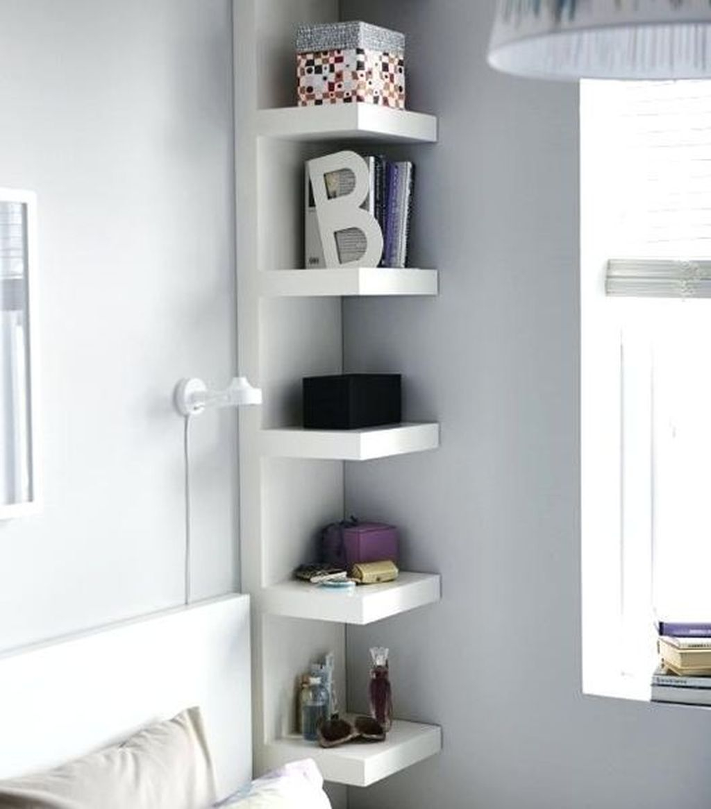 Simple diy shelves for teen girl bedroom with corner shelves ideas to perfect your bedroom design