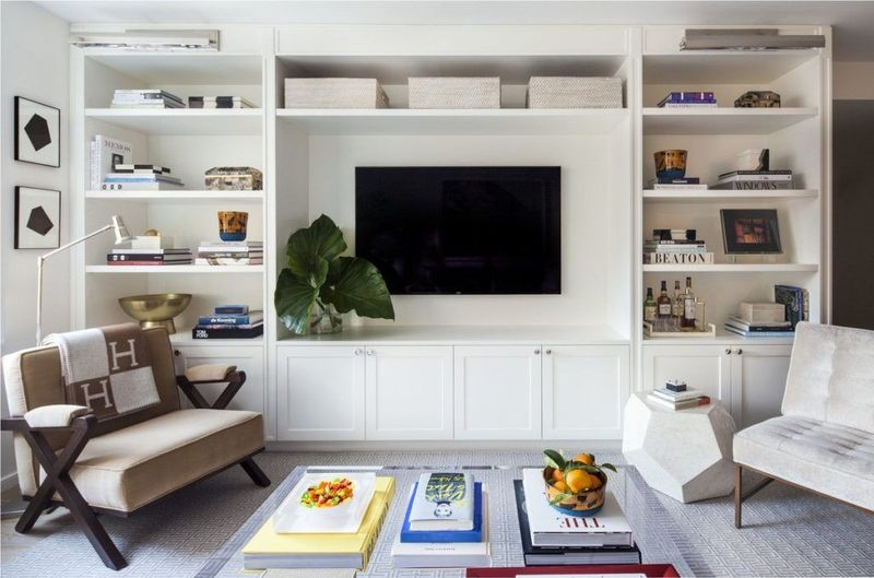 White cabinets for living room