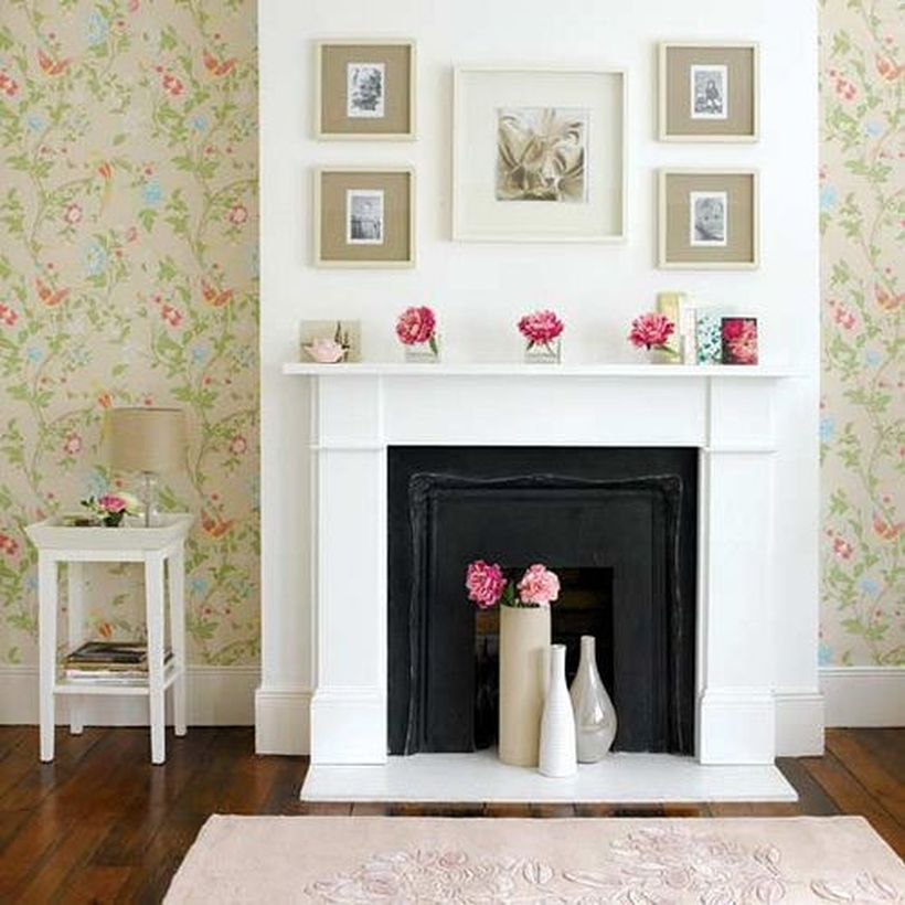 Beautiful rose flowers fireplace decoration
