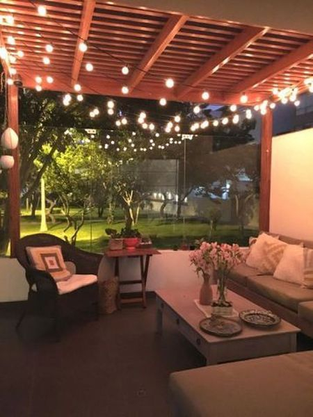 Small porch with beautiful lighting