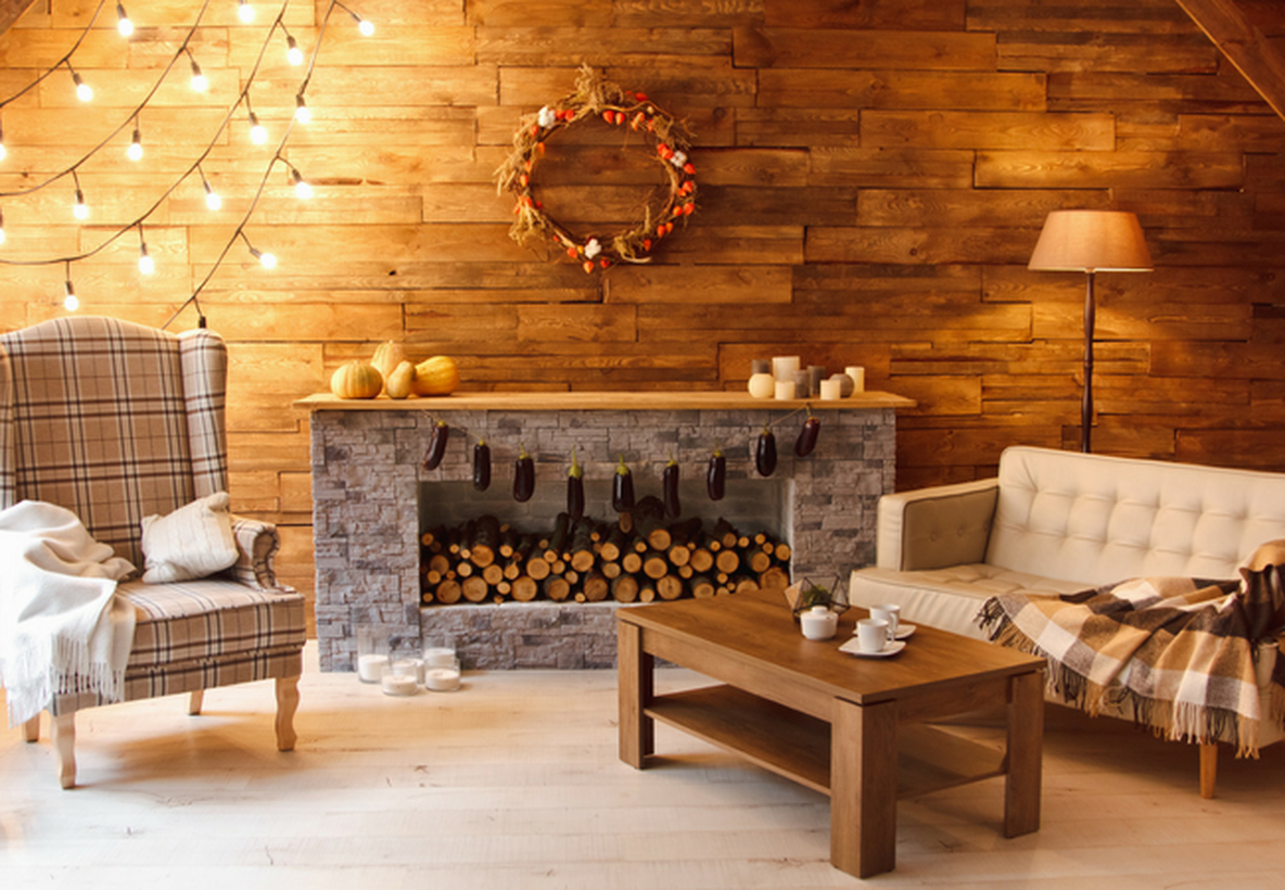 String lights fireplace decoration