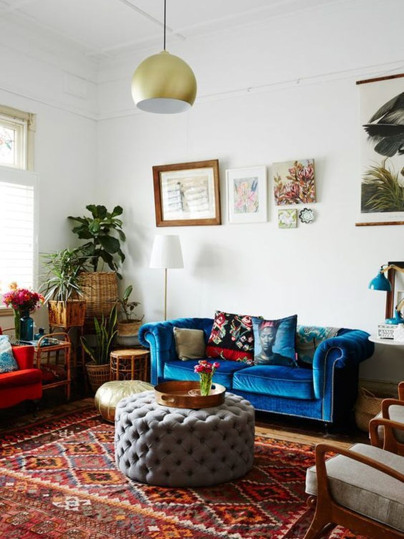 Velvet chesterfield marine blue sofa