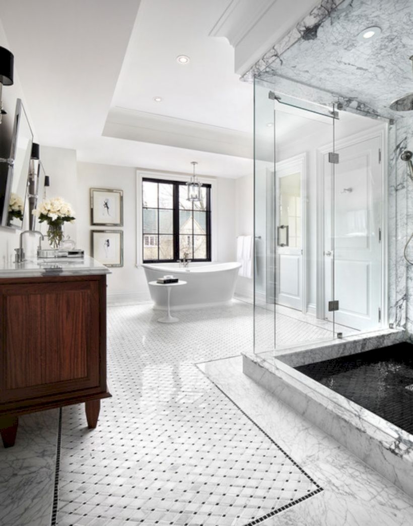 Adorable mosaic marble shower tile for your bathroom 03
