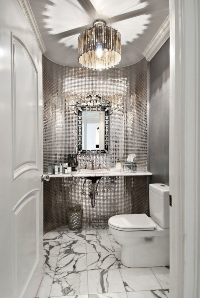Adorable mosaic marble shower tile for your bathroom 05