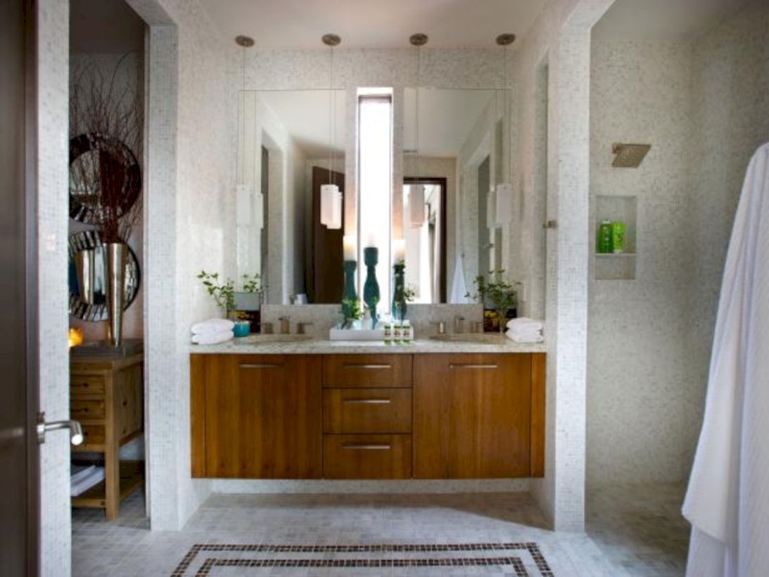 Adorable mosaic marble shower tile for your bathroom 07