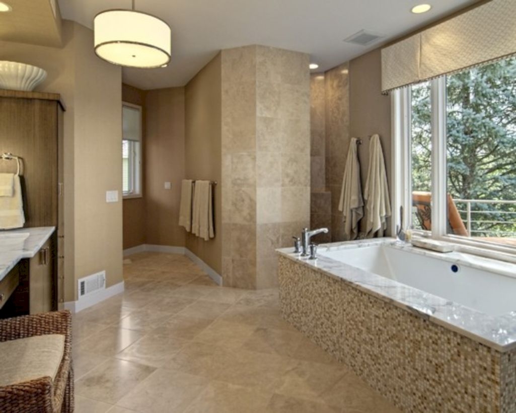 Adorable mosaic marble shower tile for your bathroom 08