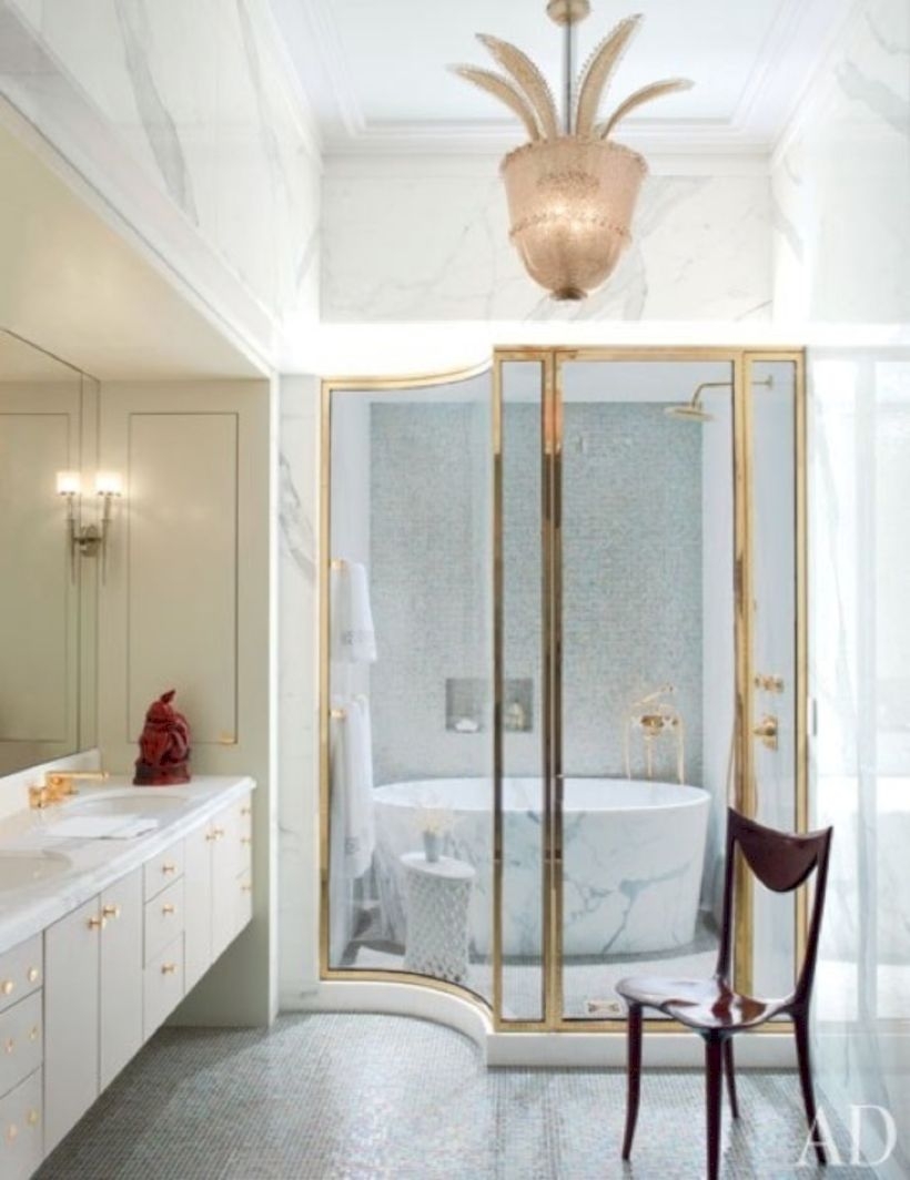 Adorable mosaic marble shower tile for your bathroom 09