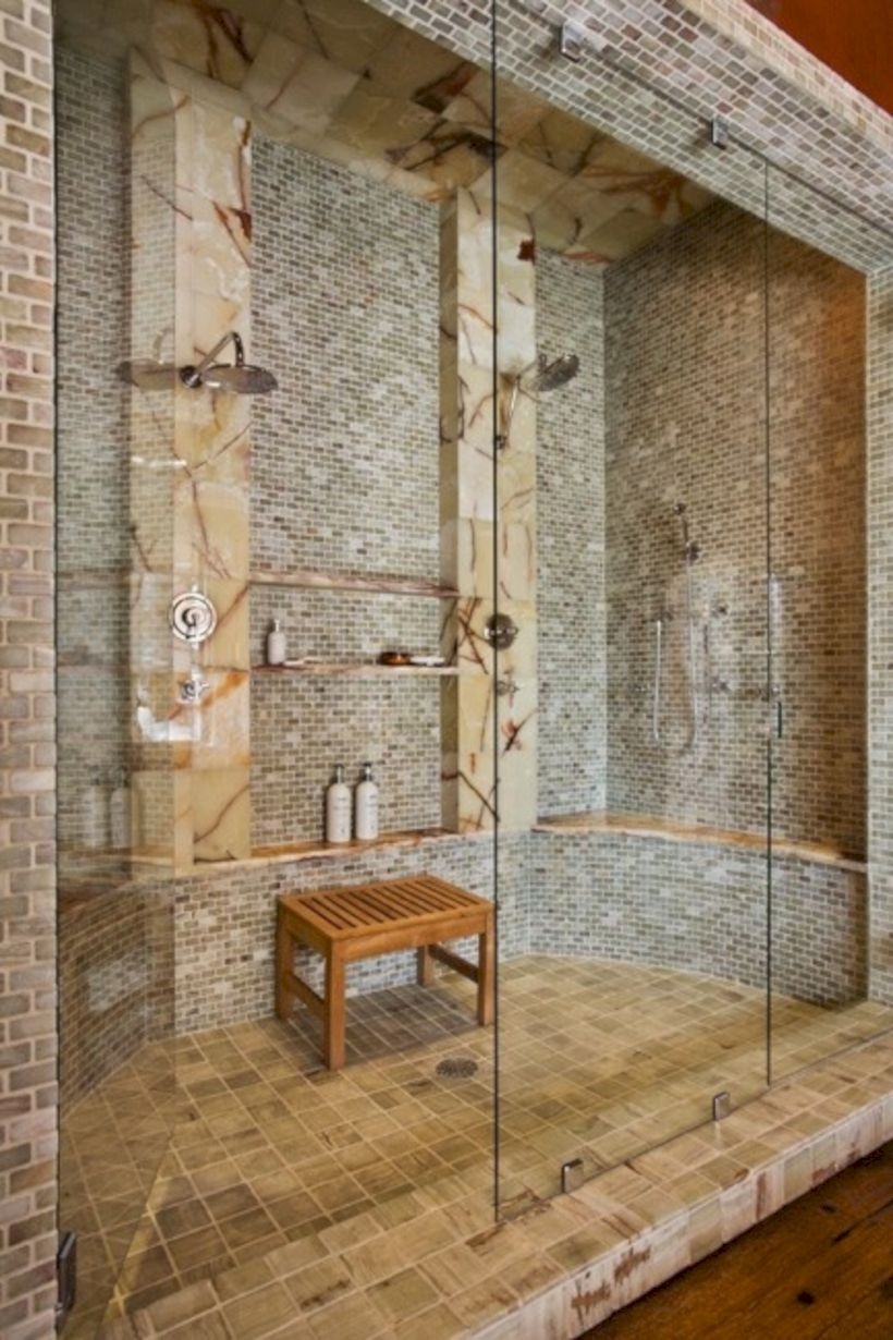 Adorable mosaic marble shower tile for your bathroom 19