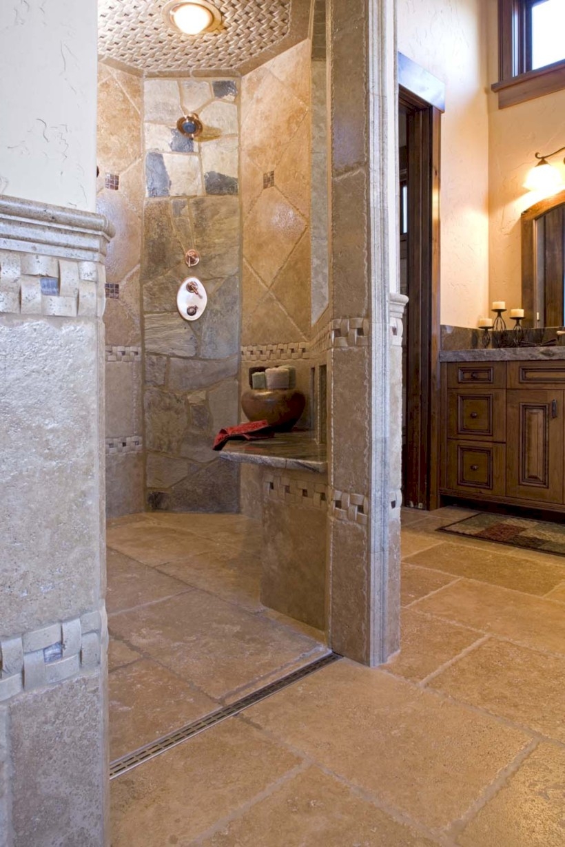 Amazing doorless shower design ideas 22