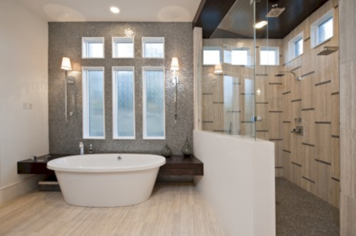 Amazing doorless shower design ideas 23