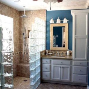 Amazing glass brick shower division design ideas 01