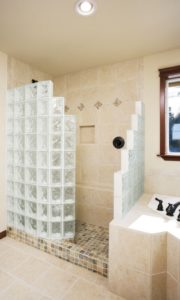 Amazing glass brick shower division design ideas 12