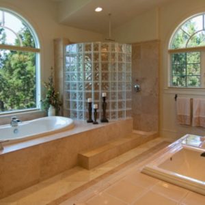 Amazing glass brick shower division design ideas 27