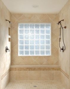 Amazing glass brick shower division design ideas 31