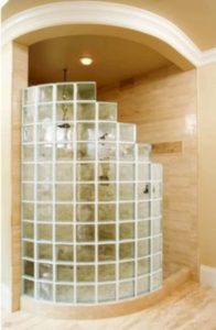 Amazing glass brick shower division design ideas 36