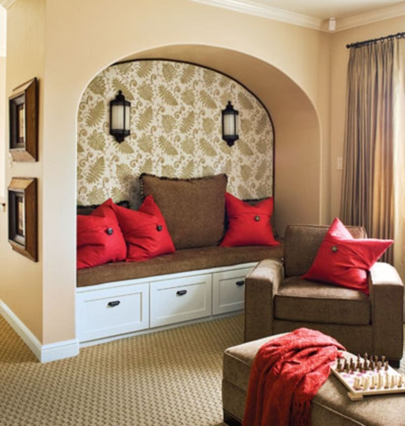 Built-in bench for your basement design ideas 05