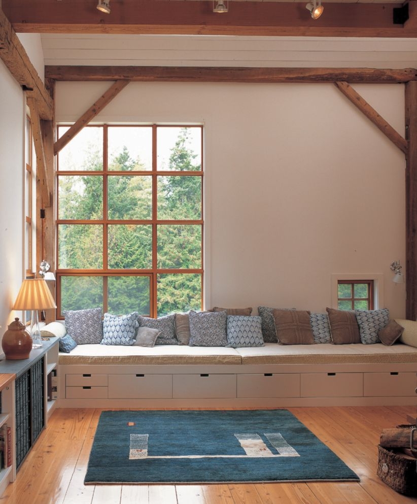 Built-in bench for your basement design ideas 34