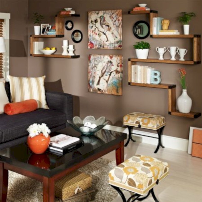 Diy wall shelves ideas for living room decoration 03