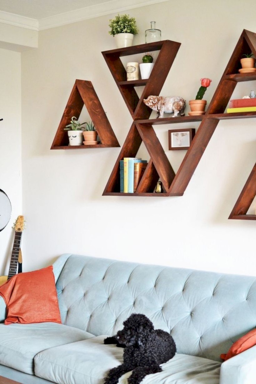 Diy wall shelves ideas for living room decoration 08