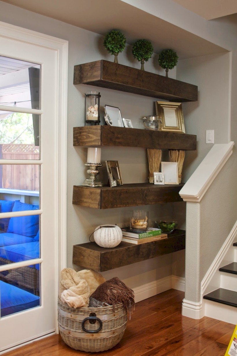 Diy wall shelves ideas for living room decoration 10