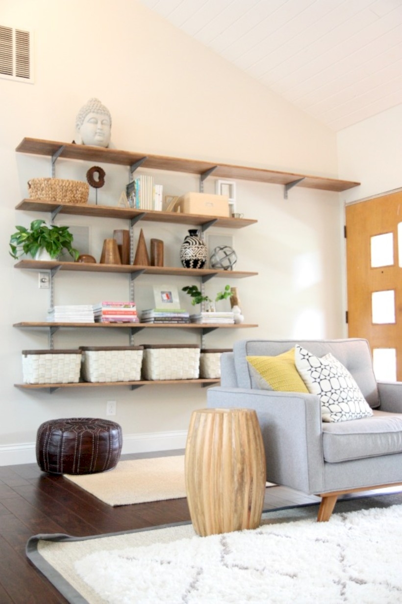 Diy wall shelves ideas for living room decoration 16