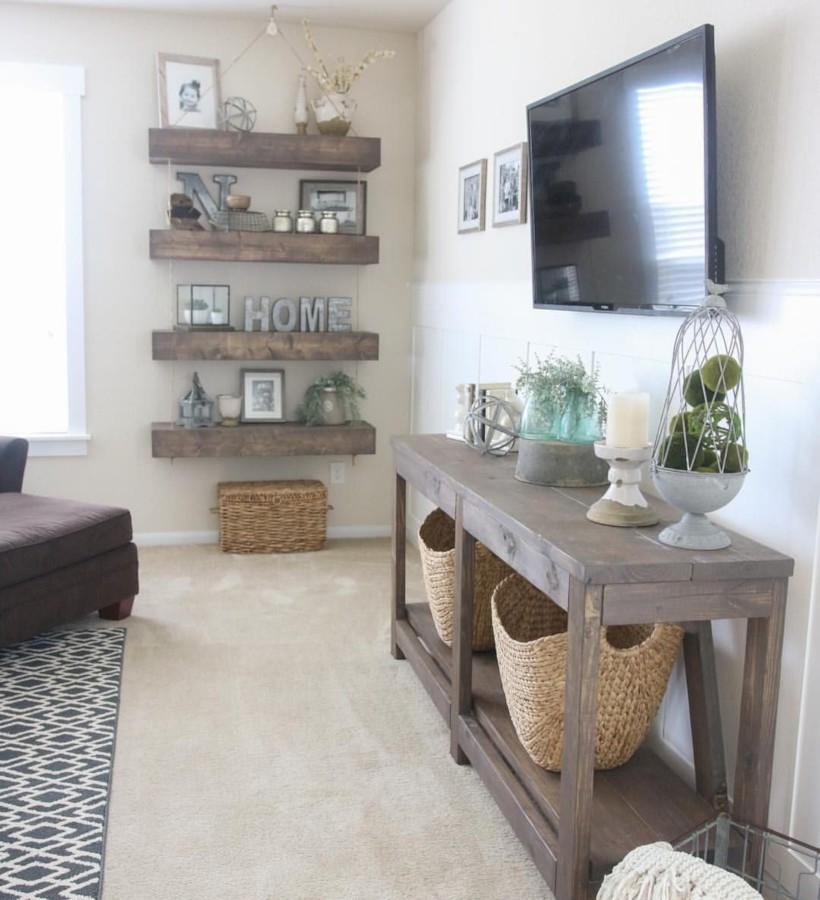 Diy wall shelves ideas for living room decoration 22
