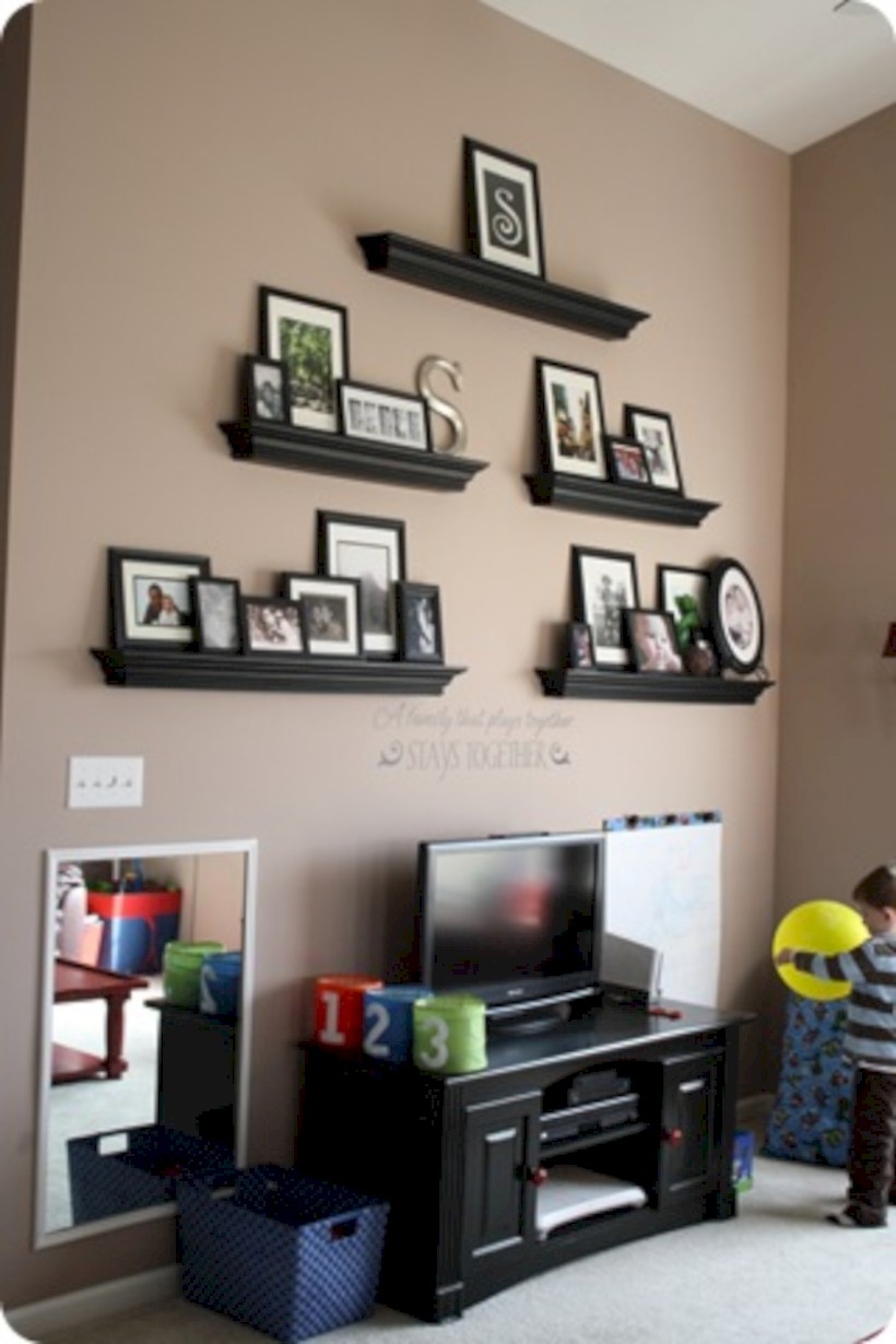 Diy wall shelves ideas for living room decoration 24