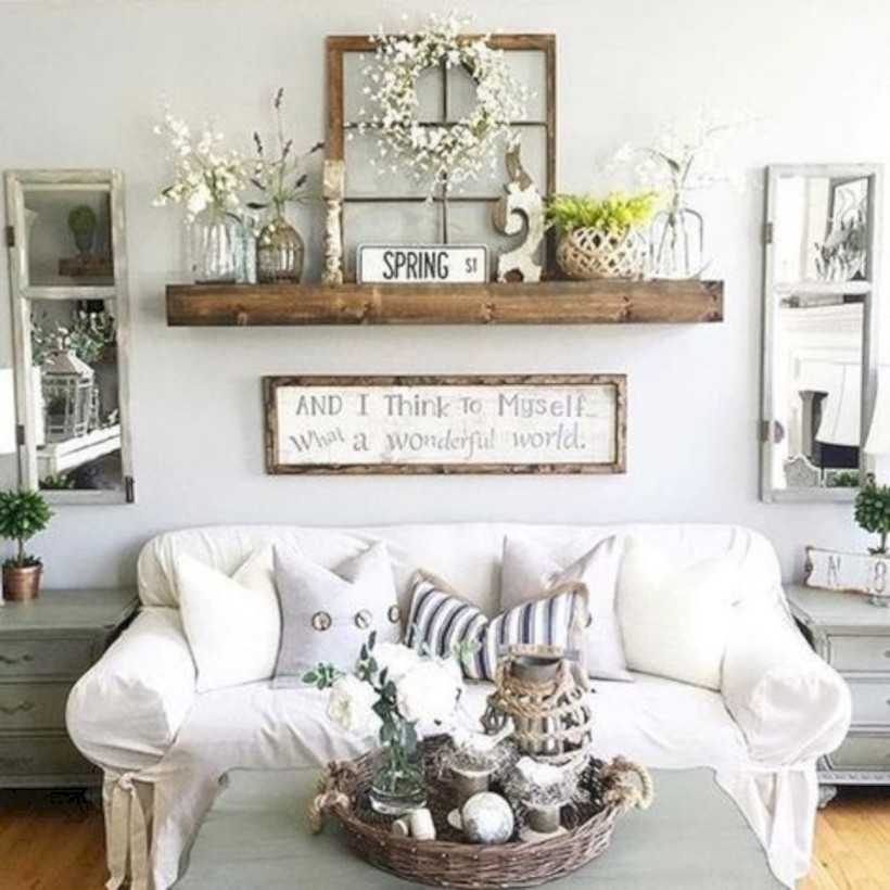 Diy wall shelves ideas for living room decoration 28
