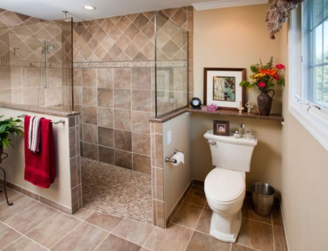 Half wall shower for your small bathroom design ideas 10