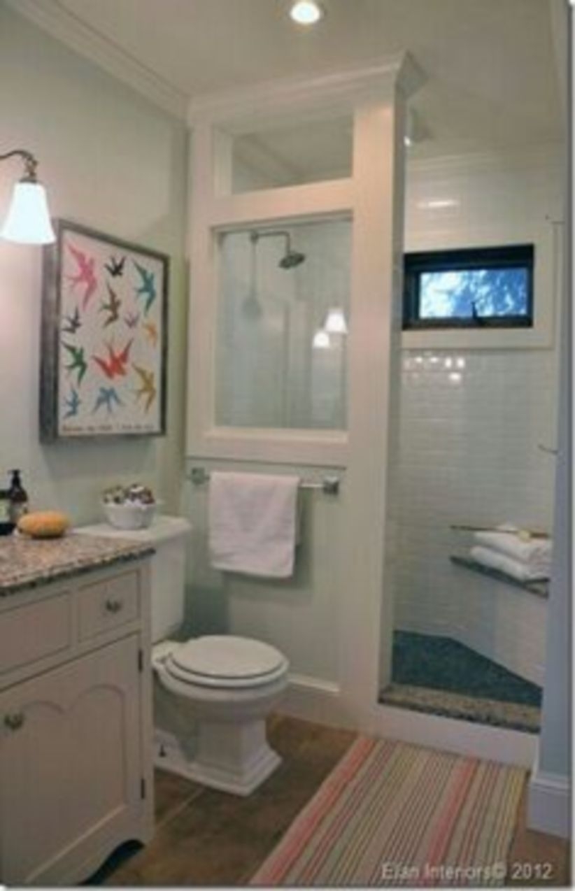 Half wall shower for your small bathroom design ideas 16