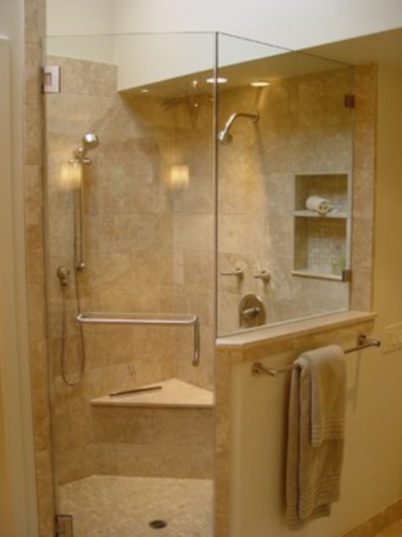 Half wall shower for your small bathroom design ideas 22