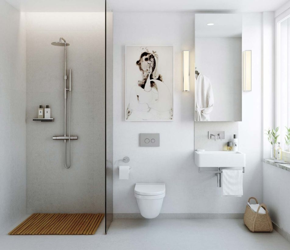 Half wall shower for your small bathroom design ideas 26