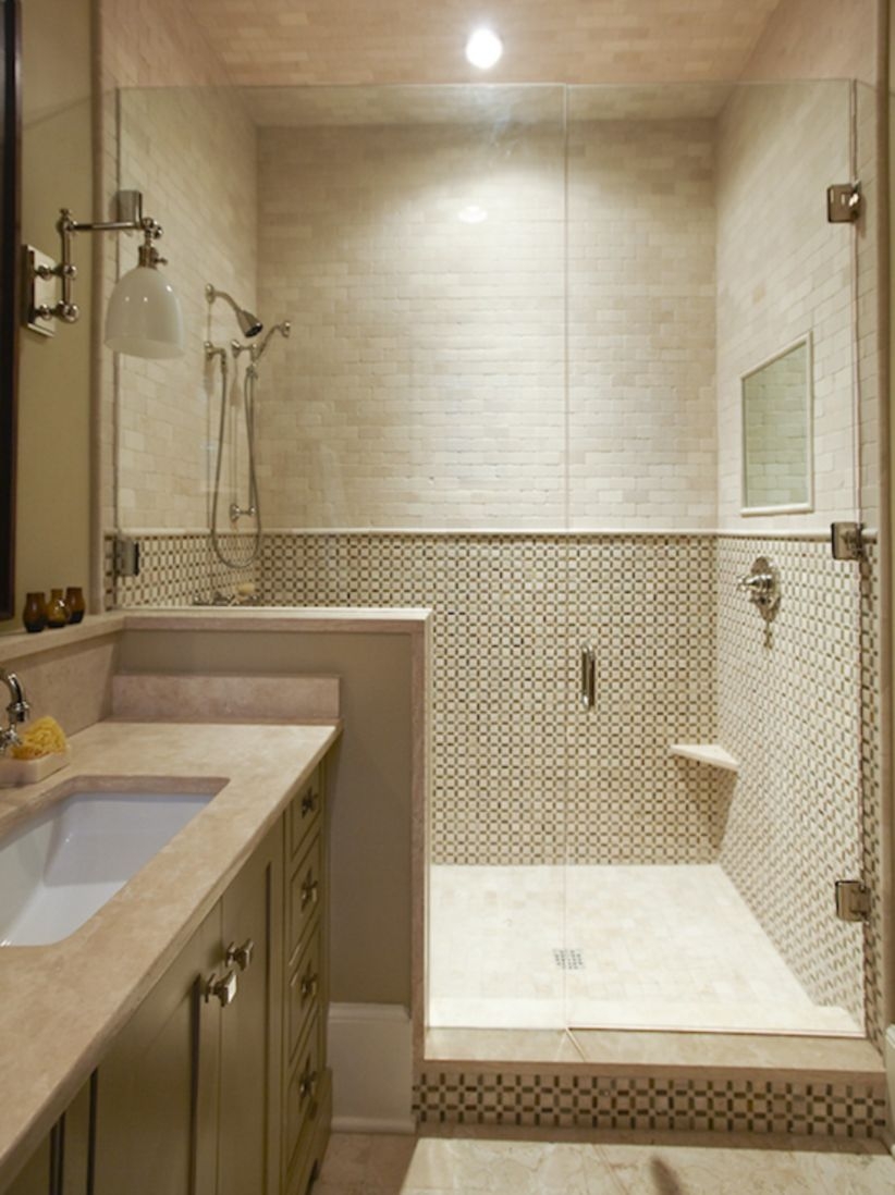 Half wall shower for your small bathroom design ideas 32
