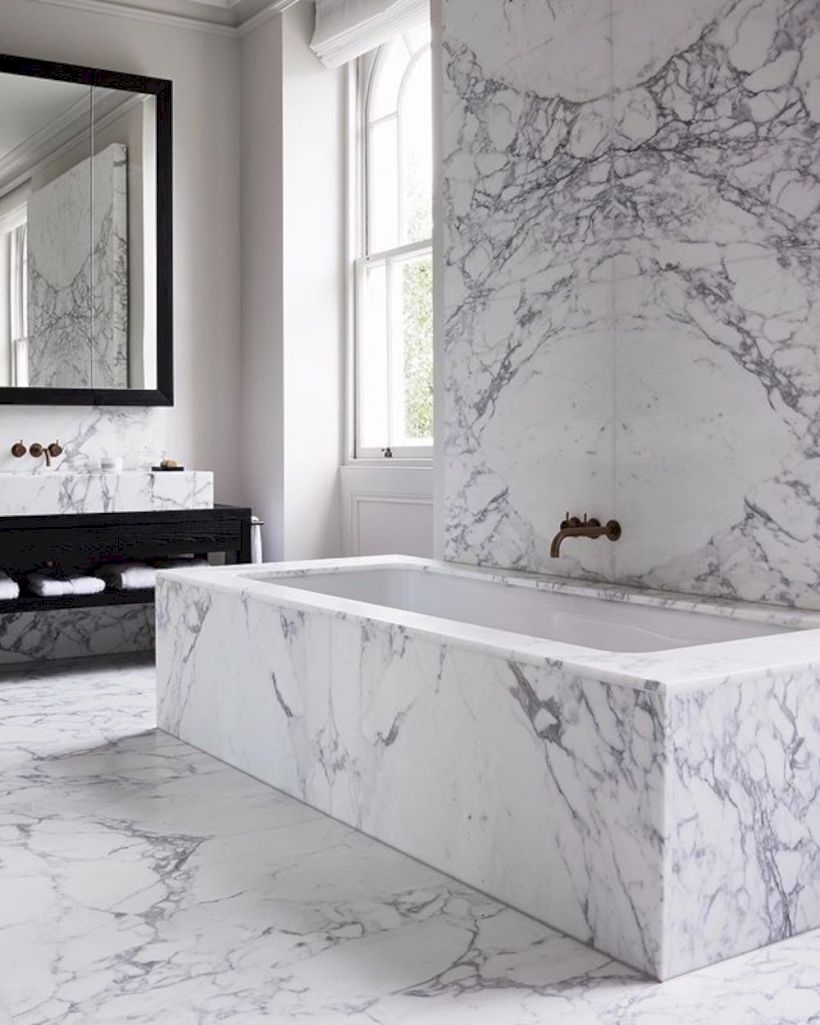 Nice and minimalist bathroom with the glass wall with a concrete 13