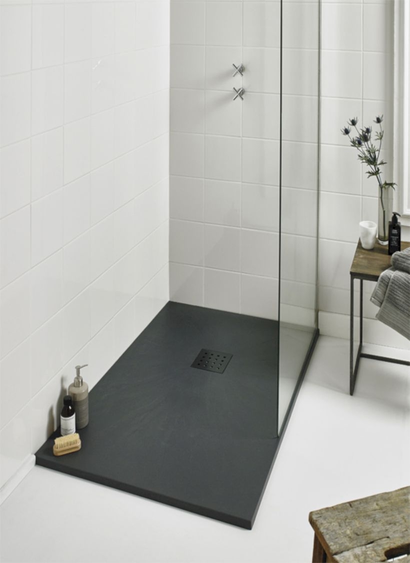 Nice and minimalist bathroom with the glass wall with a concrete 26