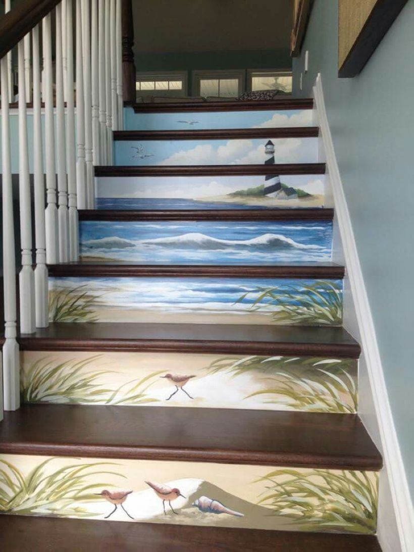 Painted staircase ideas which make your stairs look new 27