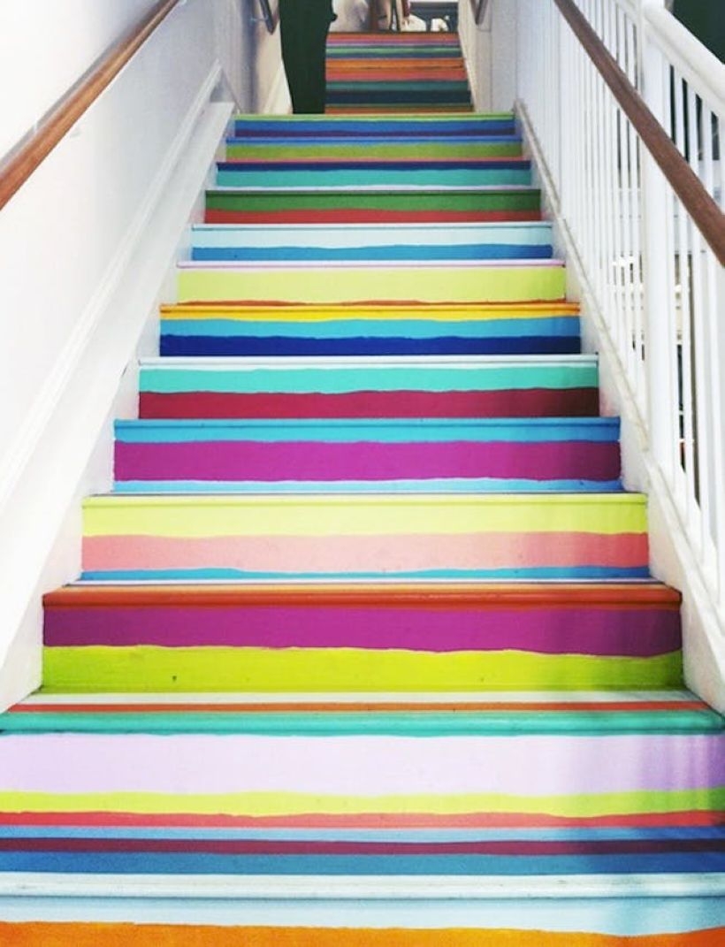 Painted staircase ideas which make your stairs look new 34