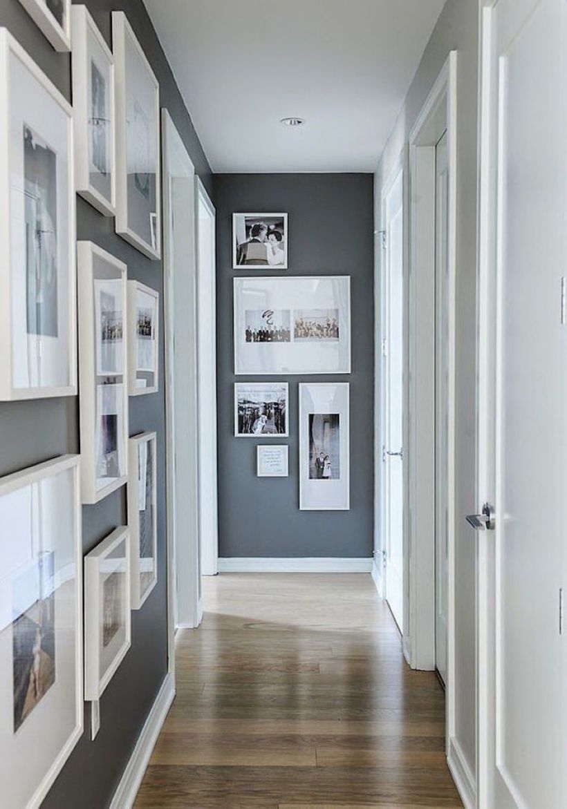 White wall and picture frames in hallway decorating ideas 03