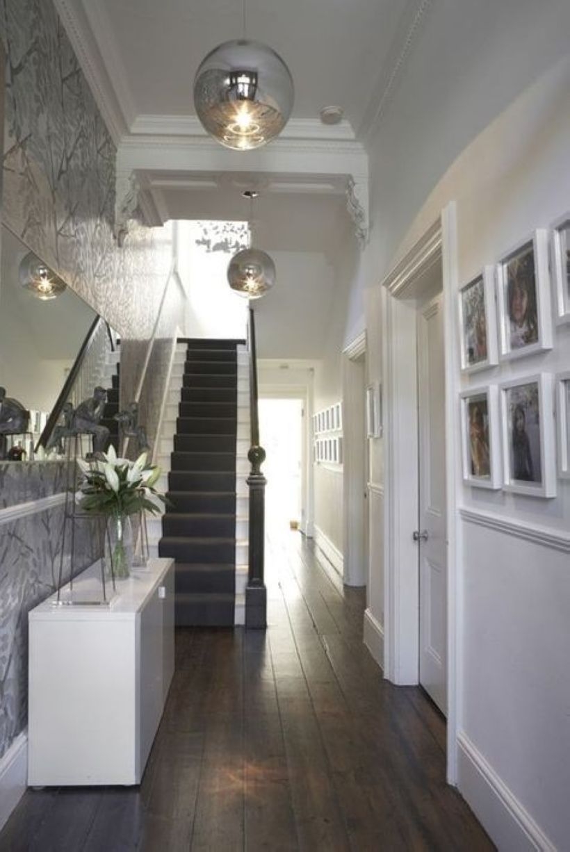 White wall and picture frames in hallway decorating ideas 04