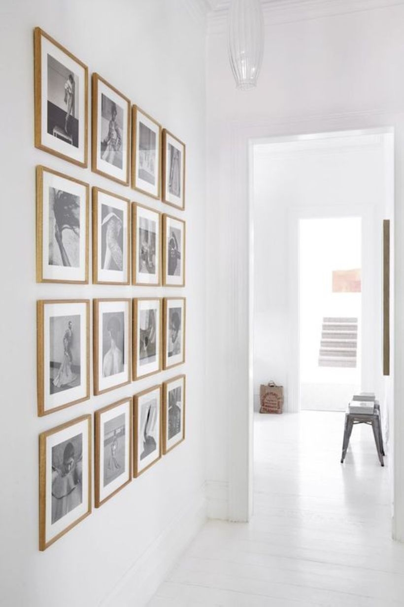 White wall and picture frames in hallway decorating ideas 10