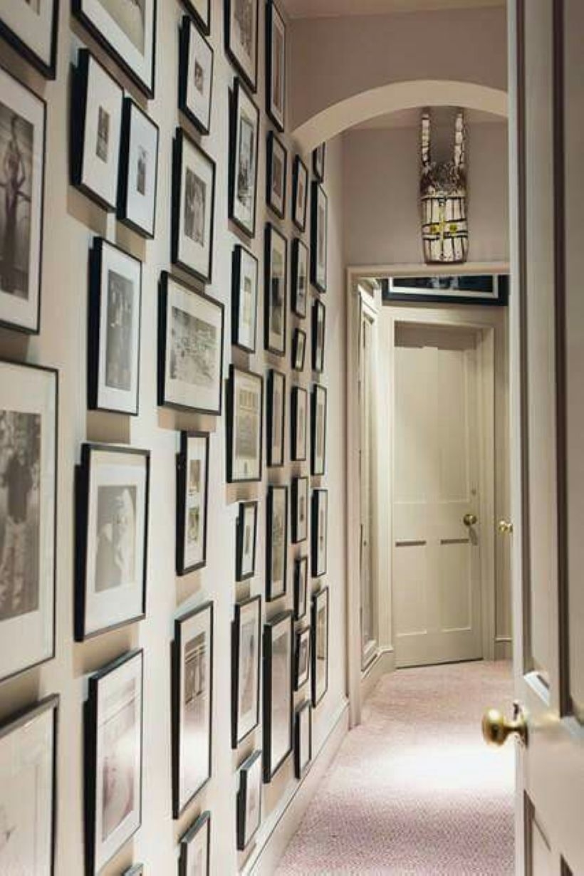 White wall and picture frames in hallway decorating ideas 12
