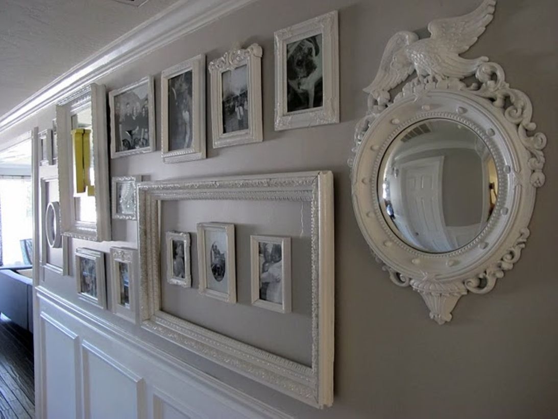 White wall and picture frames in hallway decorating ideas 13