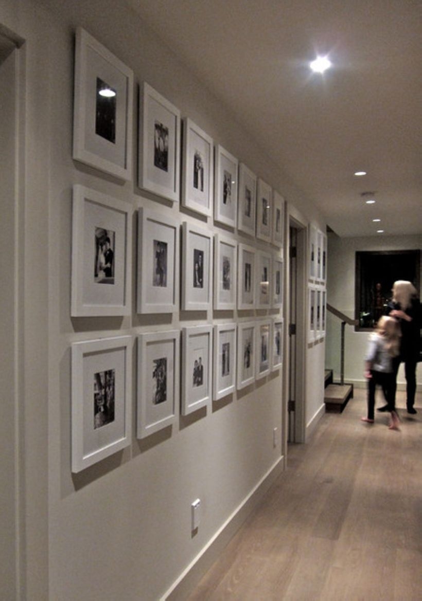 White wall and picture frames in hallway decorating ideas 25