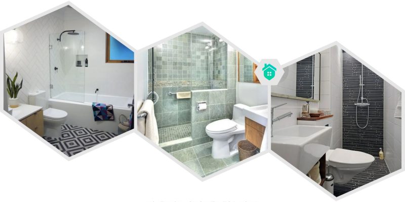 19. half wall shower bathroom