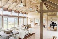 Barn house vaulted ceilings living room