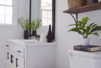 Black and white bathroom with farmhouse style