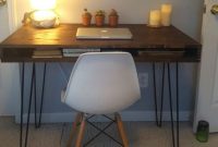 Mid-century modern desk built by reader using remodelaholic plans