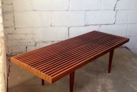 Mid century danish modern dovetailed slat bench